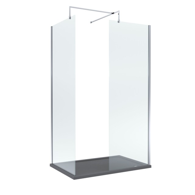 Balterley Glass Walk In Wetroom Screens with Profile and Shower Tray Silver Chrome