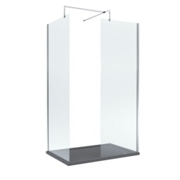Balterley Glass Walk In Wetroom Screens with Profile and Shower Tray Silver Chrome