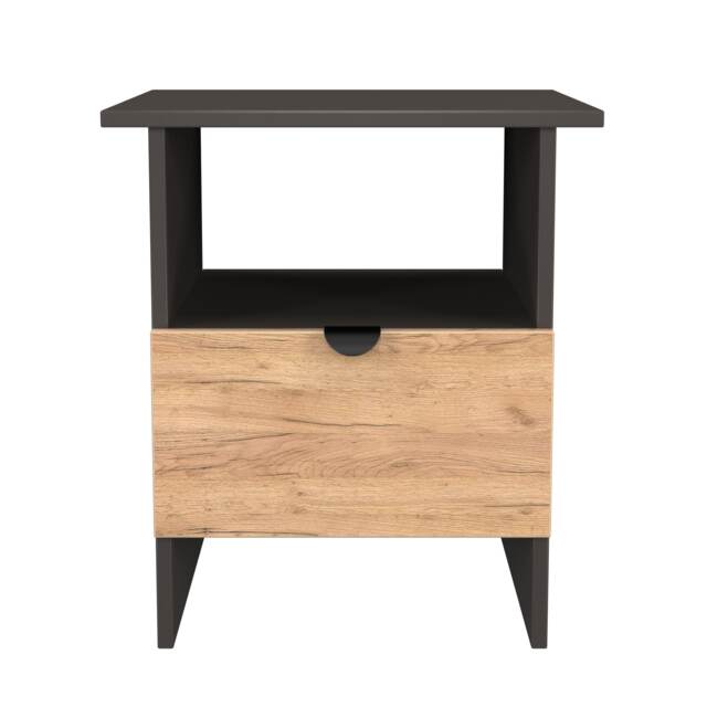Norway Bottom Drawer Lamp Table in Gold Craft & Graphite (Ready Assembled) Grey Gold Craft & Graphite