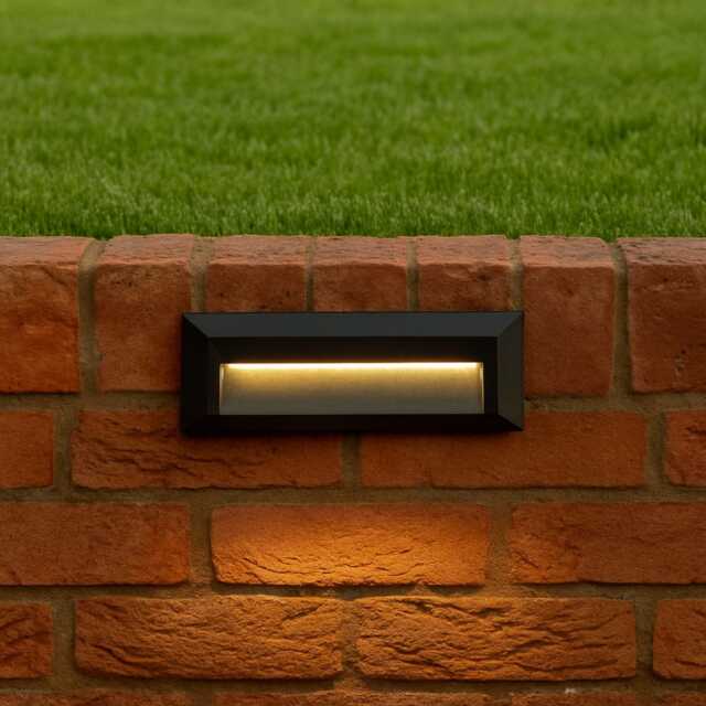 CGC Rebecca LED Slim Dark Grey Outdoor Brick Wall Light Grey Dark Grey Height: 8 cm, Width: 23 cm, Depth: 2.7 cm
