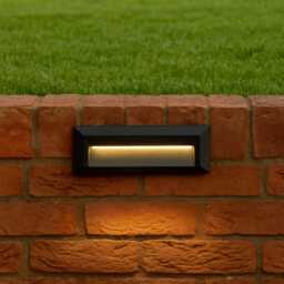 CGC Rebecca LED Slim Dark Grey Outdoor Brick Wall Light Grey Dark Grey Height: 8 cm, Width: 23 cm, Depth: 2.7 cm