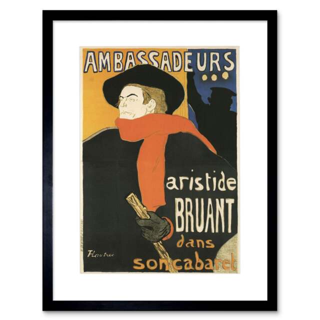Theatre Cabaret Aristide Bruant Toulouse-lautrec Retro Framed Wall Art Print