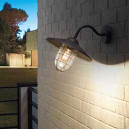 EGLO Melgoa Black Steel & Glass Outdoor Wall Light
