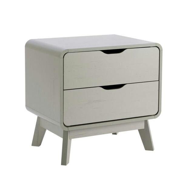 2 Drawer Bedside Grey Scandi Legs Bedroom Furniture Nightstand End Table Unit