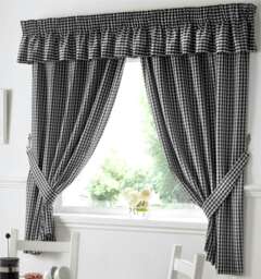 Gingham Kitchen Curtain Pelmet Black - 353 cm x 25cm
