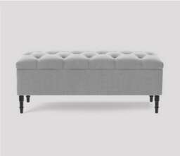 120cm Swiss Chesterfield Ottoman Storage Bench- Plush Velvet Shoe Bench - Silver Upholstery Footstool with Storage