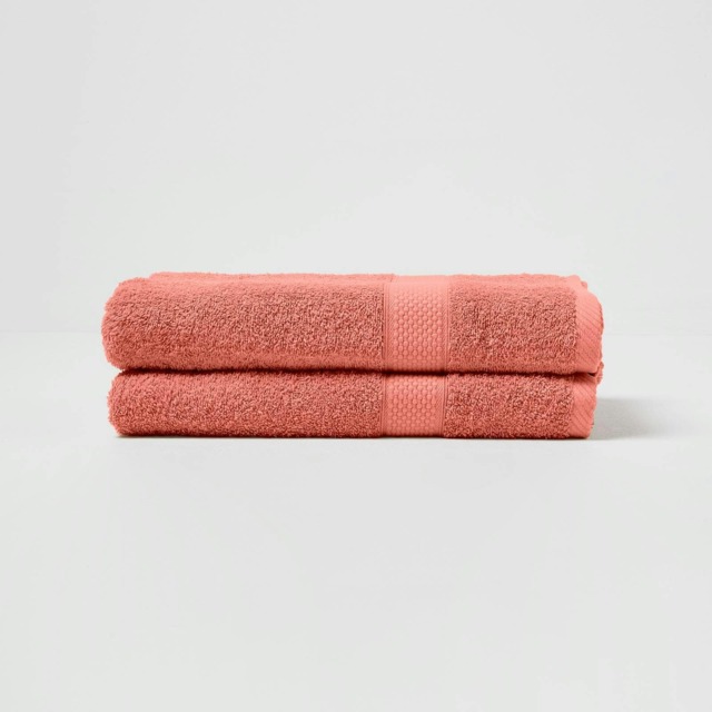 Homescapes Turkish Cotton Bath Towel Set of 2 - Burnt Orange Orange Bath towel 2