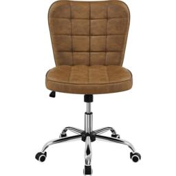 Yaheetech Tufted Armless Desk Chair Adjustable Seat Height