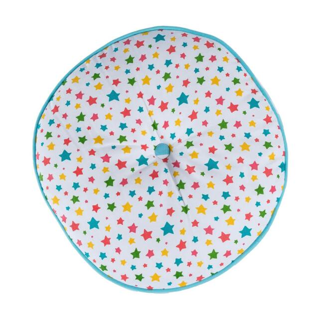 Homescapes Multi Stars & Blue Stripes Round Floor Cushion Multi 43 x 7 cm