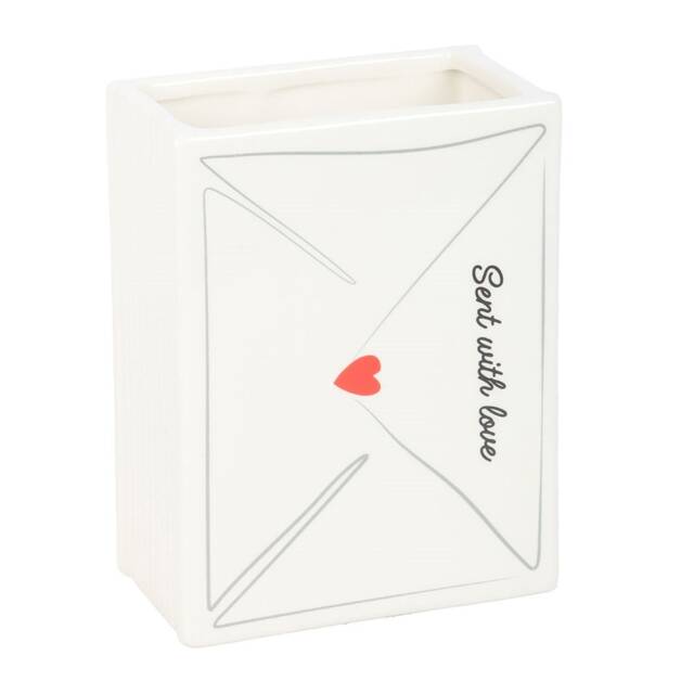 Something Different Ceramic Letter Valentine`s Day Flower Vase White White One Size 1