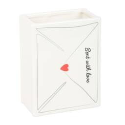 Something Different Ceramic Letter Valentine`s Day Flower Vase White White One Size 1