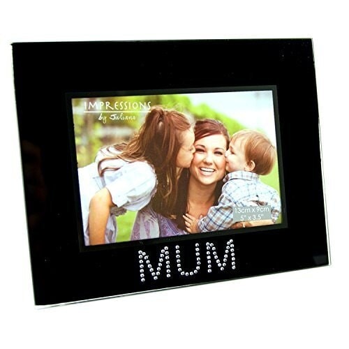 "Black Glass Mum Photo Picture Frame 5x3.5"""