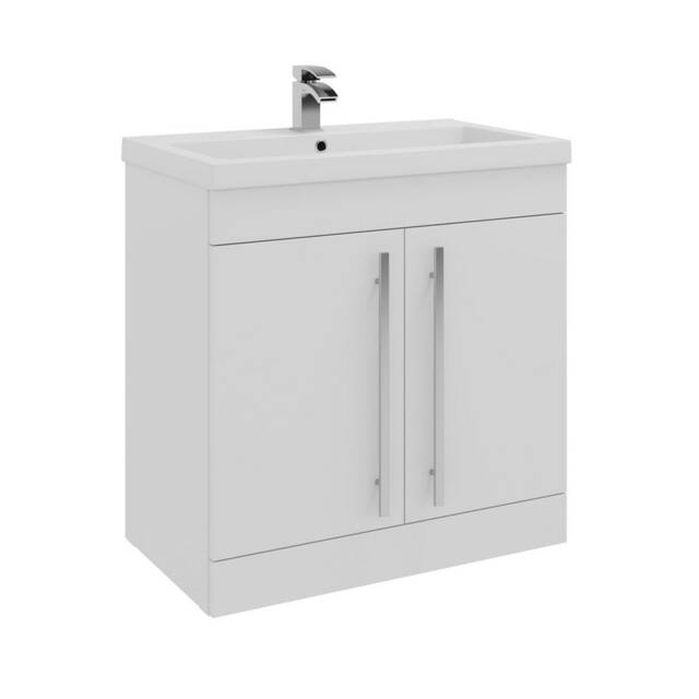 Bathroom 2-Door Floor Standing Vanity Unit with Ceramic Basin 800mm Wide - White - Brassware Not Included White White 1