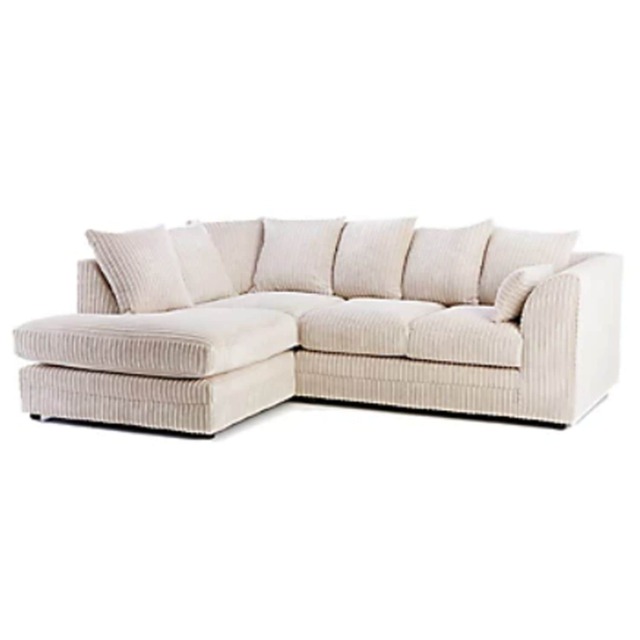CHICAGO LEFT HAND FACING JUMBO CORD CORNER SOFA IN CREAM