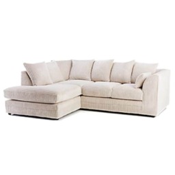 CHICAGO LEFT HAND FACING JUMBO CORD CORNER SOFA IN CREAM