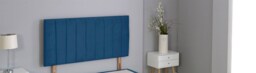 "Blue Plush Velvet 9 Panel Headboard Blue 2FT6 Small Single 26""inch Headboard"