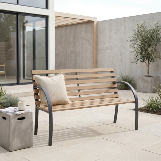 Garden Vida 3 Seater Slatted Garden Bench Outdoor Furntiure Patio Seating