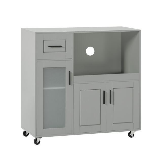 SoBuy Kitchen Trolley with Drawer & 3 Doors, Gray, 35.0x15.7x35.0 inches, 30.1 kg - FSB78-HG
