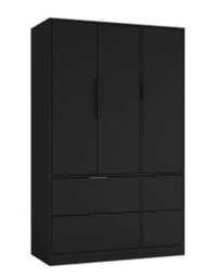 FUJI 3 Door 4 Drawer Wardrobe Black Black & Black 117 x 55 x 8.5 1