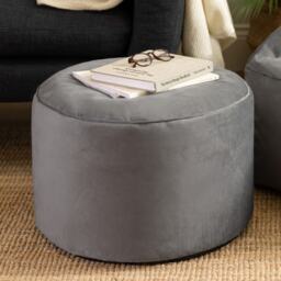 Milano Velvet Bean Bag Pouffe Charcoal Grey Large Velvet Footstools