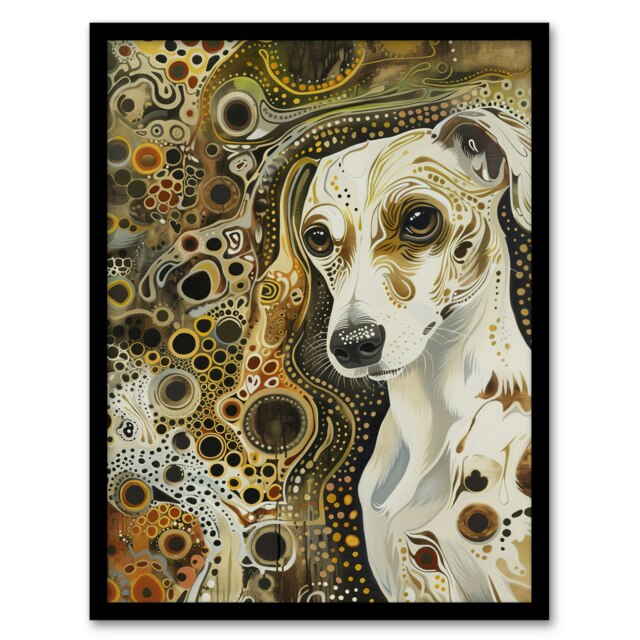 Dog Lover Pet Portrait Abstract Home Decor Black Framed Wall Art Print A4