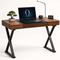 Centurion Supports ADONIS Gloss Walnut and Matte Black Legs Ergonomic Home Office Luxury Computer Desk Brown Walnut 1