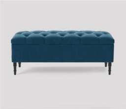 180cm Swiss Chesterfield Ottoman Storage Bench- Plush Velvet Shoe Bench - Emerald Green Upholstery Footstool with Storage