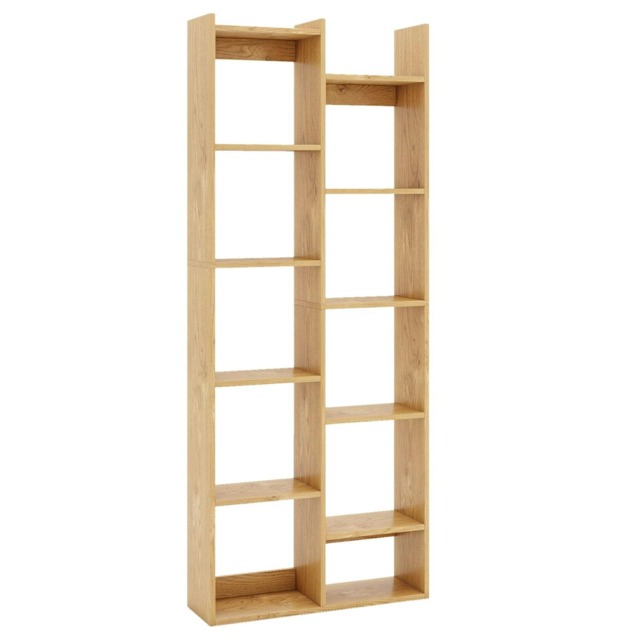 COSTWAY Home Bookshelf 11-Tier Bookcase Natural Brown