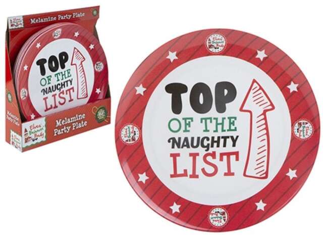 "Elf Behavin' Badly 11"" Melamine Christmas Party Plate"