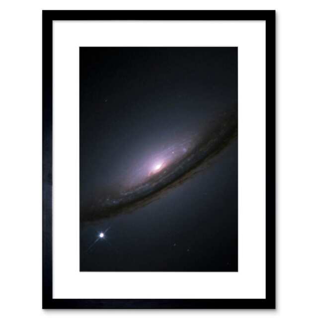 "Hubble Space Supernova 1994D Lenticular Galaxy NGC 4526 9x7"" Black Framed Wall Art Print"