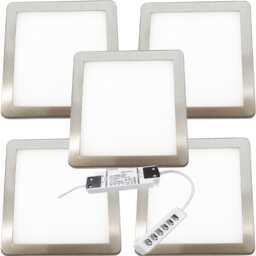 5-Pack Brushed Nickel Ultra-Slim LED Under Cabinet Kitchen Lighting Kit with Driver - Warm White Glow