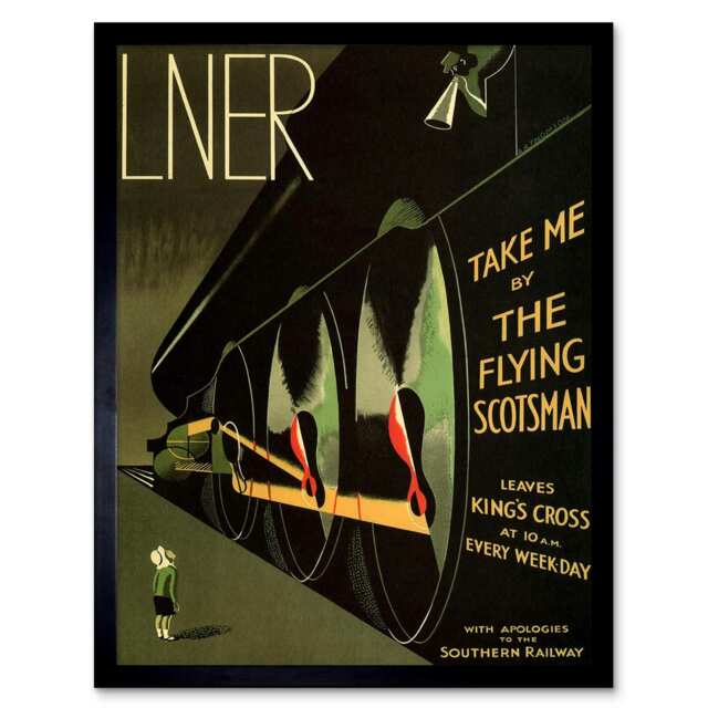 Travel Lner Railway Flying Scotsman UK Locomotive Framed Wall Art Print