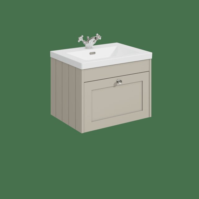 Balterley Wall Hung 1 Drawer Unit & Minimalist Basin 1 Tap Hole Grey 431 x 600 x 453mm