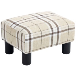HOMCOM Chic Linen Fabric Foot Stool Ottoman Cube with Legs