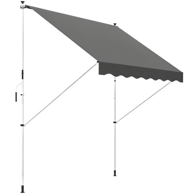 Outsunny 3 x 1.5 m Retractable patio Awning Floor-to-ceiling shade, Grey Grey 1
