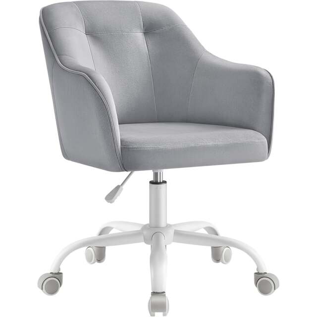 Ergonomic Office Chair with Adjustable Height and Armrests, Velvet Upholstery, Dove Grey