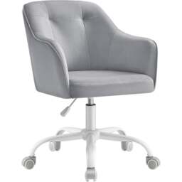 Ergonomic Office Chair with Adjustable Height and Armrests, Velvet Upholstery, Dove Grey
