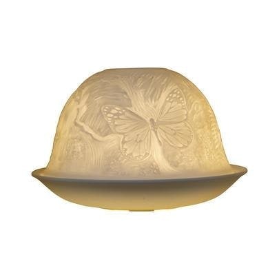 Nordic Lights Tealight Porcelain Candle Shade and Plate Butterflies