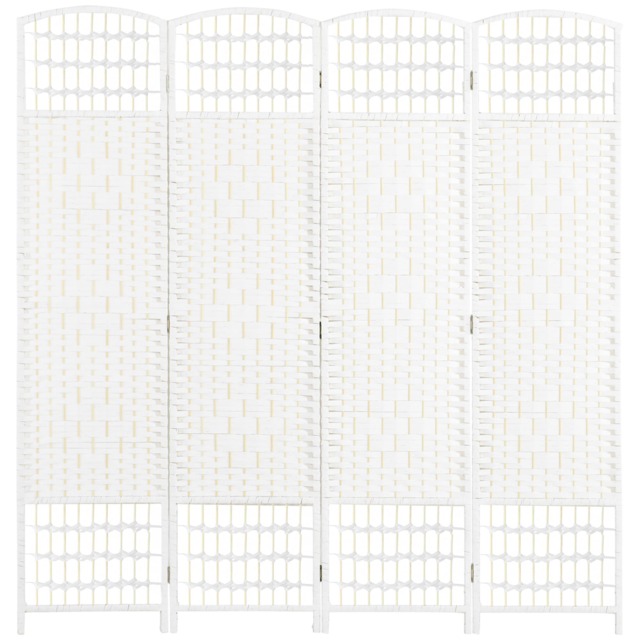 HOMCOM 4 Panel Folding Room Divider, Freestanding Privacy Screen, White White White