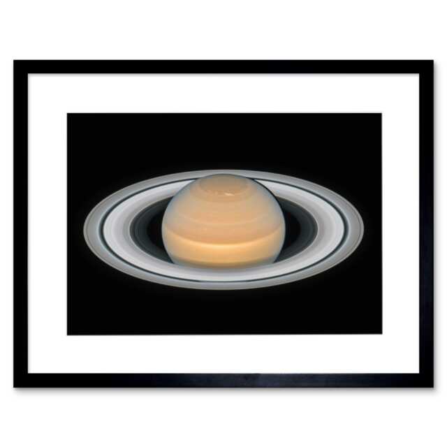"Hubble Space Astronomy Saturn Opposition 2018 9x7"" Black Framed Wall Art Print"