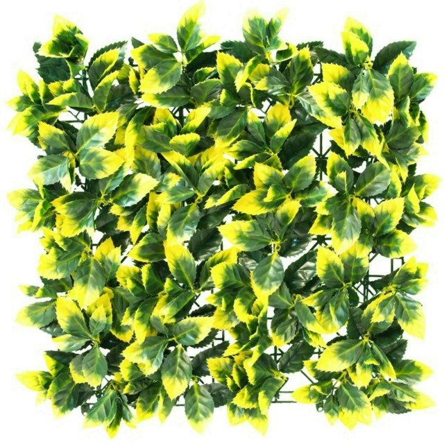 Primrose Yellow Leaf Artificial Hedge Outdoor Patio Panels 50cm x 50cm Set of 8