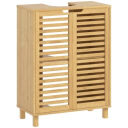 HOMCOM Under Sink Bathroom Cabinet, Under Sink Cabinet, Natural