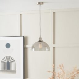 Ceiling Light Antique Silver Metal and Grey Glass Dome Pendant Grey Grey