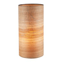 Bamboo Wood Effect Table Lamp with Black Woodland Trees Inner Lining