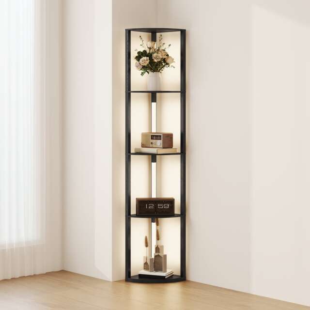 HOMCOM Corner Floor Lamp with Warm White LED Light, Black