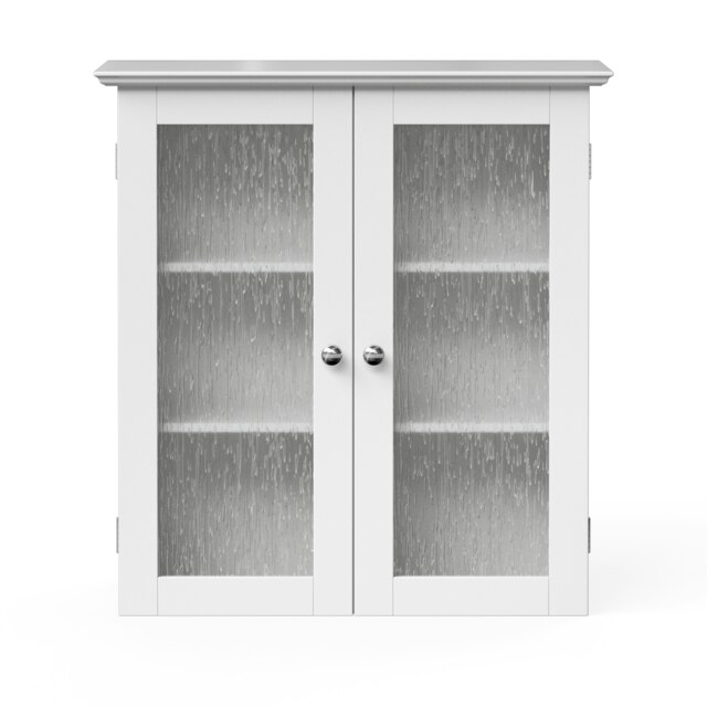 Teamson Home Bathroom Wall Cabinet 2 Glass Doors White Connor