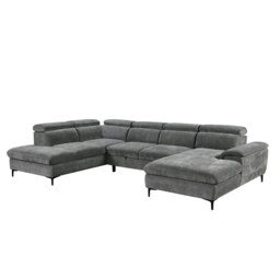 Leon 4 Seater Fabric Pull Out Sofa Bed (Grey) Grey Grey
