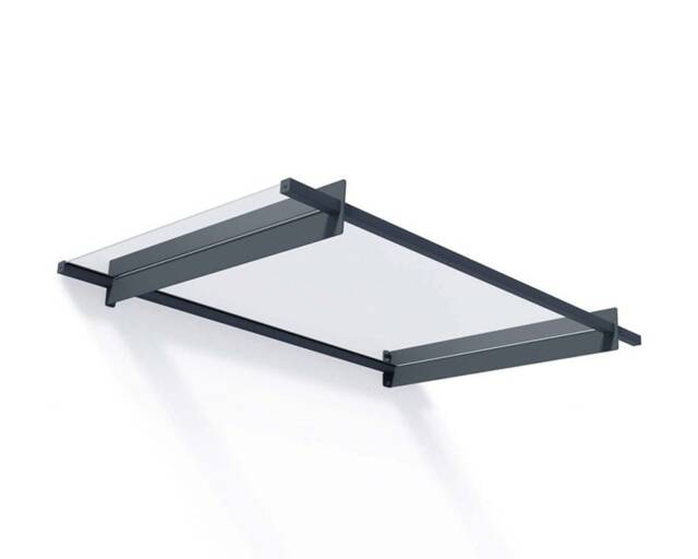 Patio Cover Nancy Door Awning Canopy Nancy 1500 Clear - Acrylic - L150.5 x W94 x H14 cm - Grey Grey