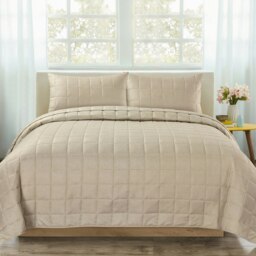 Velosso Nolan Quilted Bedspread Set Cream Beige Double