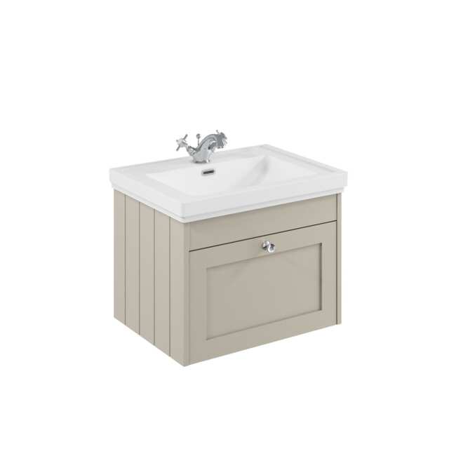Balterley Wall Hung 1 Drawer Unit with Classic Basin 1 Tap Hole Grey 431 x 600 x 453mm